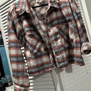 Ci Sono Red and Blue Plaid Utility Jacket